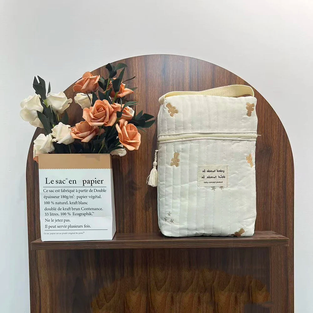 Portable Stroller Nappy Bag Quilted Baby Diaper Caddy Organizer Embroidered Mommy Bags Babies Accessories Changing Bag Storage