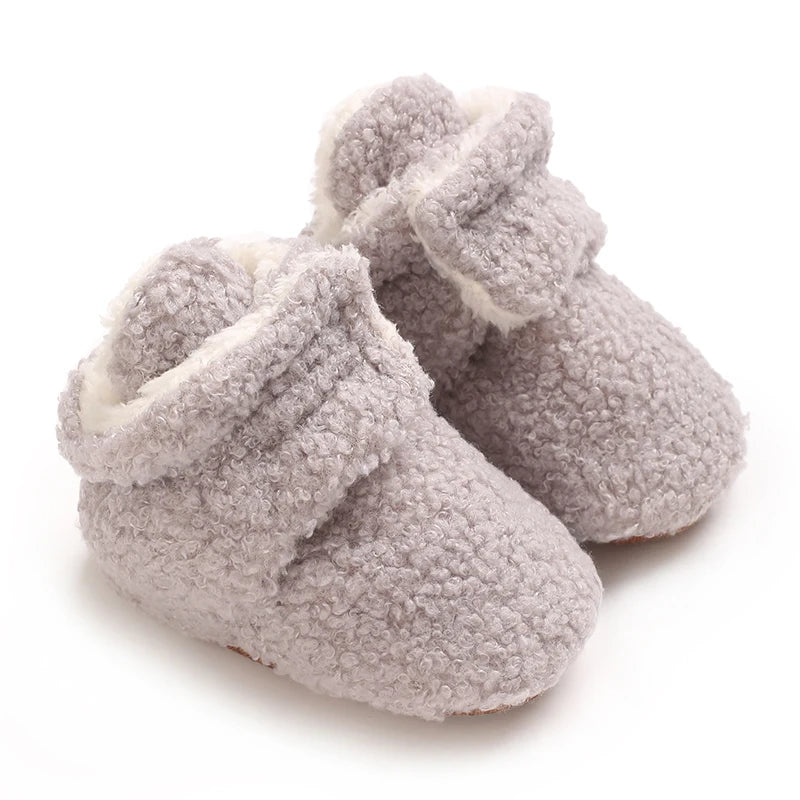 Newborn Baby Boy Girl Soft Fleece Booties Stay On Infant Slippers Socks Shoe Non Skid Gripper Toddler First Walkers Winter Ankle