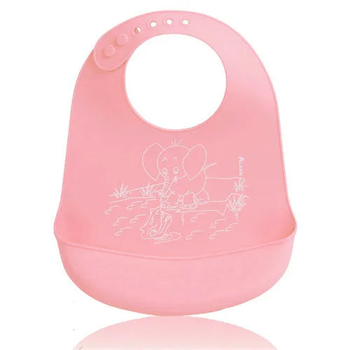 Infant Silicone Waterproof Baby Bibs for Feeding Food Soft Adjustable Burp Cloth Baby Stuff Bandana Bib Cartoon Elephant Bib