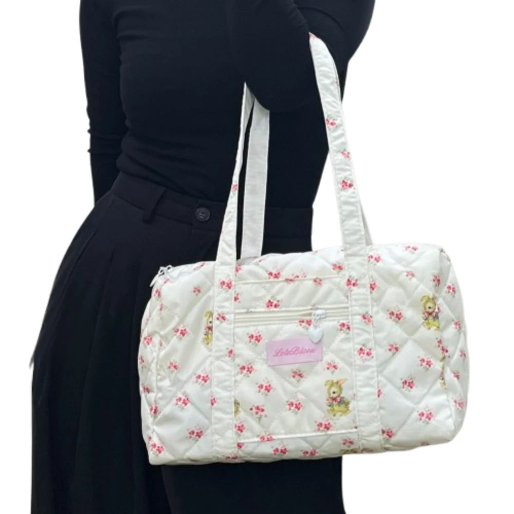 Korean Style Stroller Organizer Bags Flower Multi-pocket Floral Mummy Bag Large Capacity Tote Baby Diaper Organizer Travel