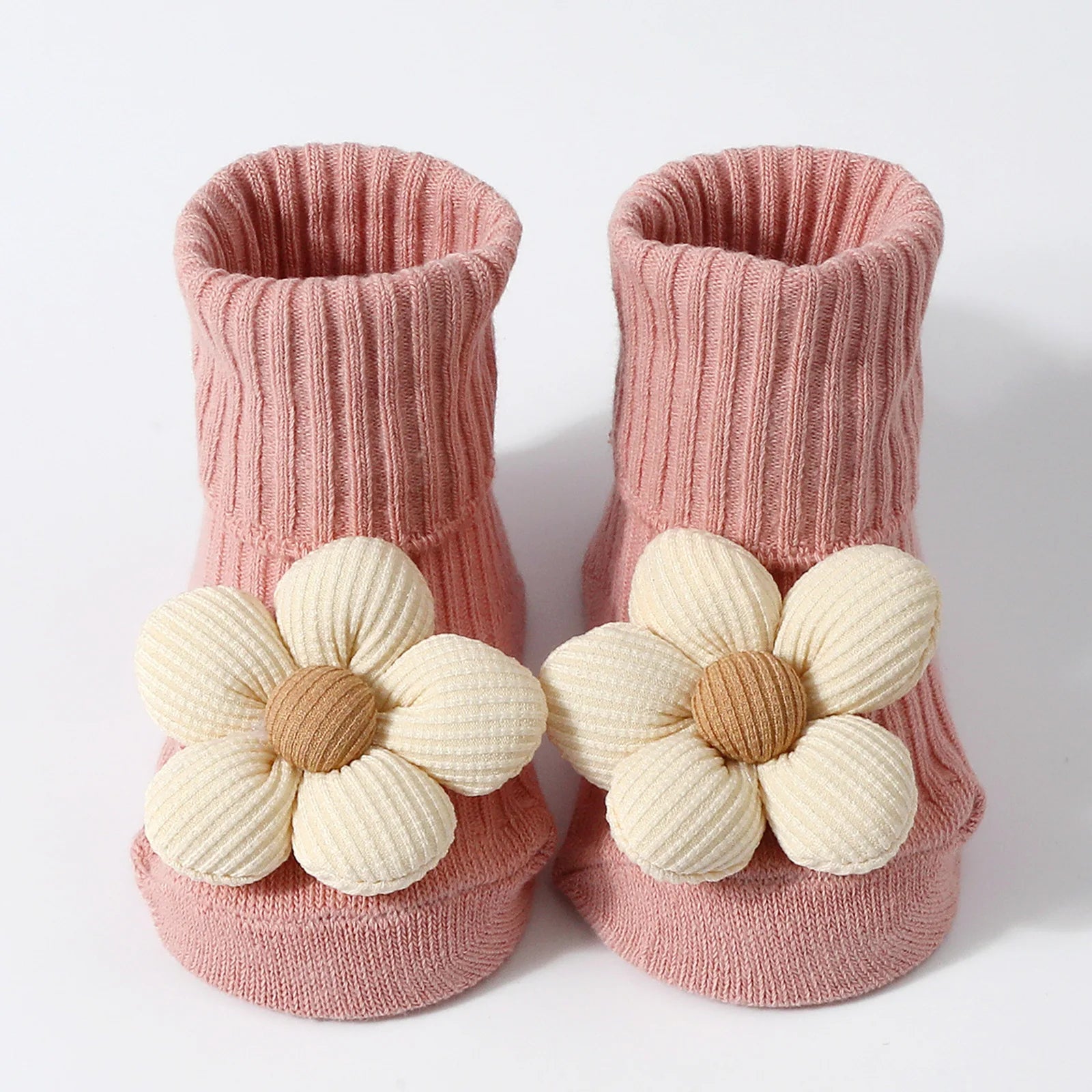 Baby Socks for Girl Anti-Slip Toddler Flower Mid Sock Anti-Slip First Walking Baby Socks 0-12M Knitted Cotton Elastic Tube Socks