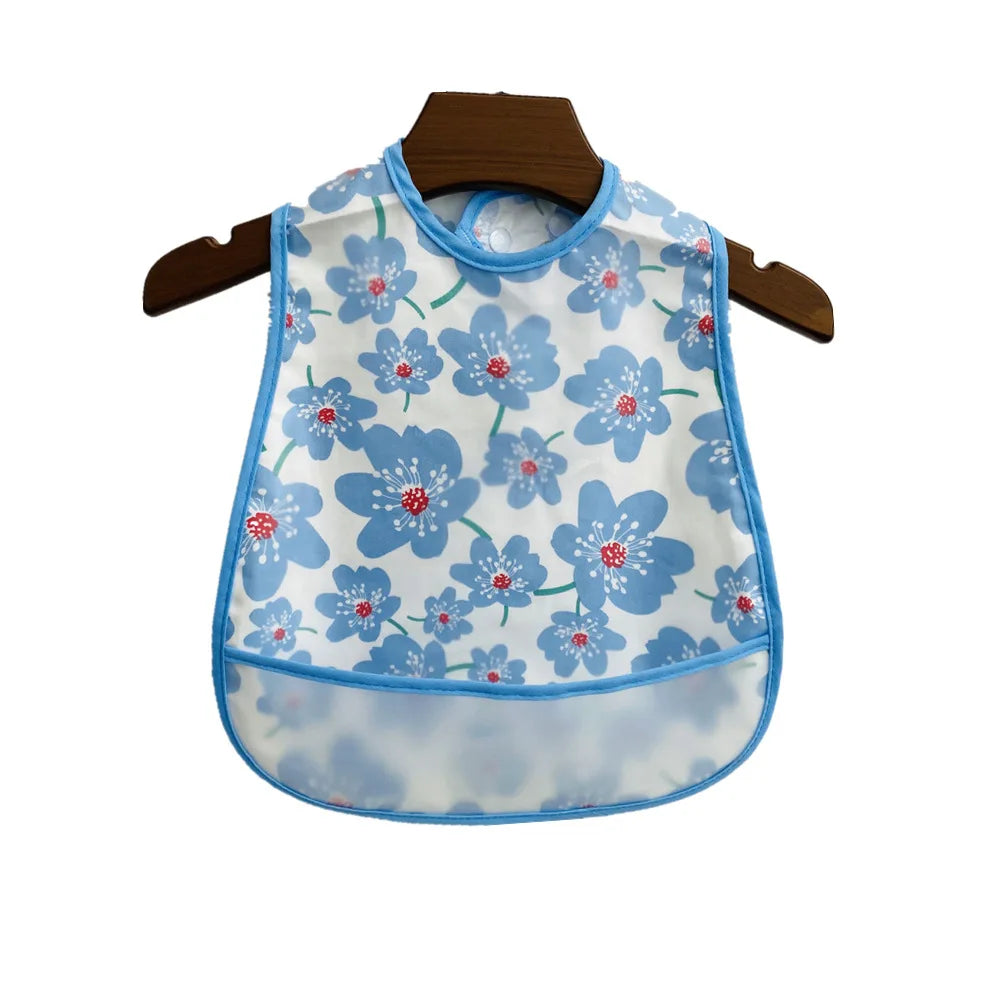 Baby Cartoon Pattern EVA Waterproof Feeding Bibs with Pocket Adjustable Cute for Children Apron Kids Boy Girls Burp Cloths Stuff