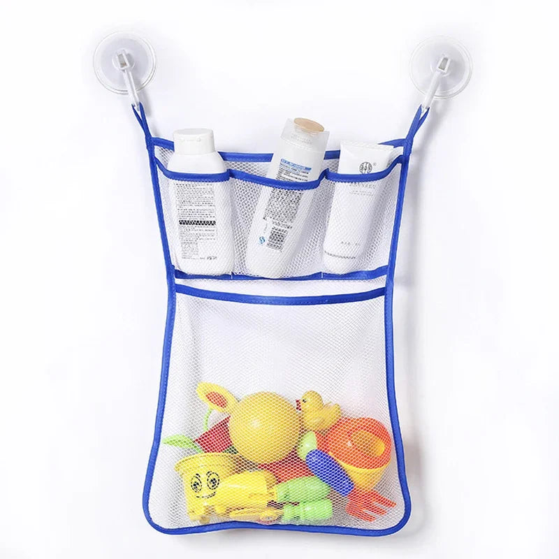 Baby Shower Toy Cute Duck Frog Net Toy Storage Bag Strong Suction Cup Baby Shower Game Bag Bathroom Organizer Water Toy