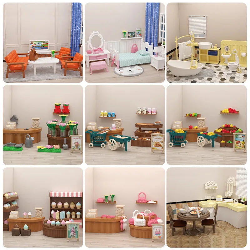 mini supermarket shopping games dollhouse furniture accessories Intellectual education toys for kid family interaction toys