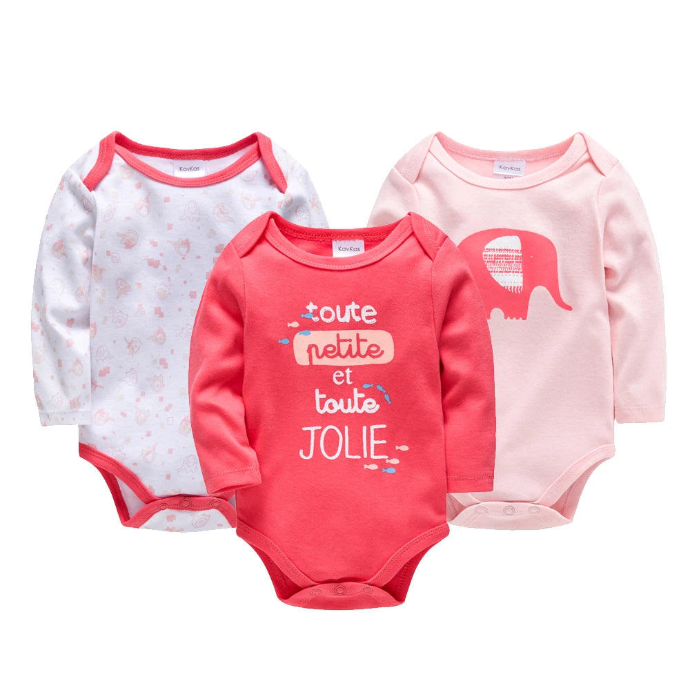 3/6 Pcs/Set  Baby Girls Clothing Set Red Deer Christmas Cute Printing Baby Bodysuit Long Sleeve Kids Rompers Cotton for 3-24M