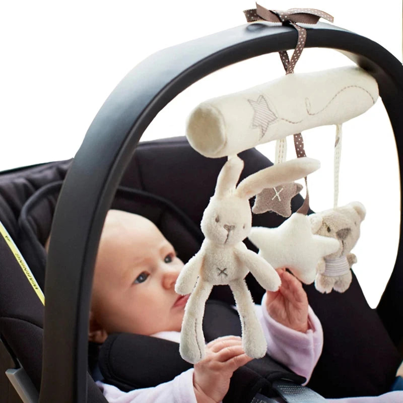 2025 New Hanging Bed Rabbit Baby Hand Bell Safety Seat Plush Toy Multifunctional Plush Toy Stroller Mobile Gifts