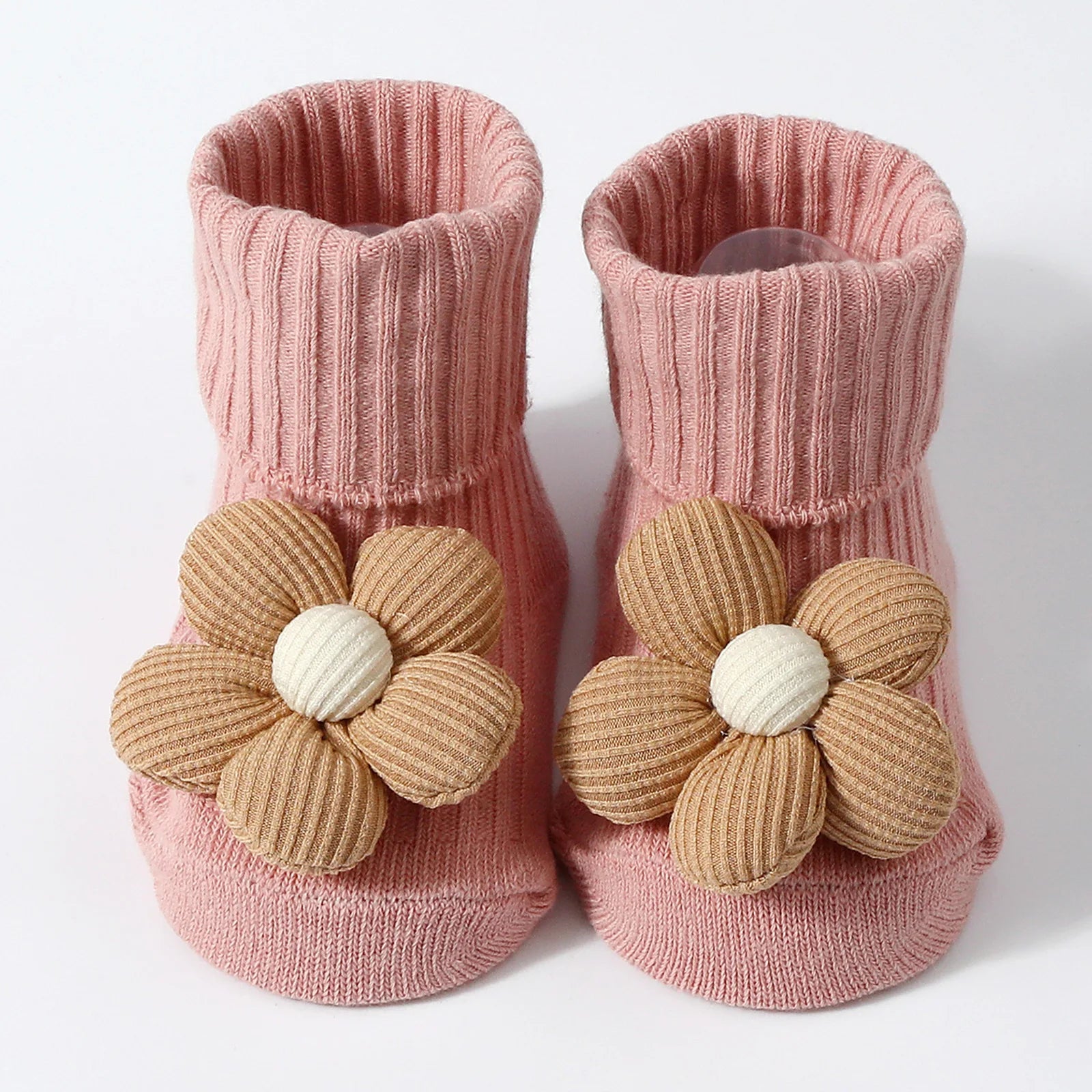 Baby Socks for Girl Anti-Slip Toddler Flower Mid Sock Anti-Slip First Walking Baby Socks 0-12M Knitted Cotton Elastic Tube Socks