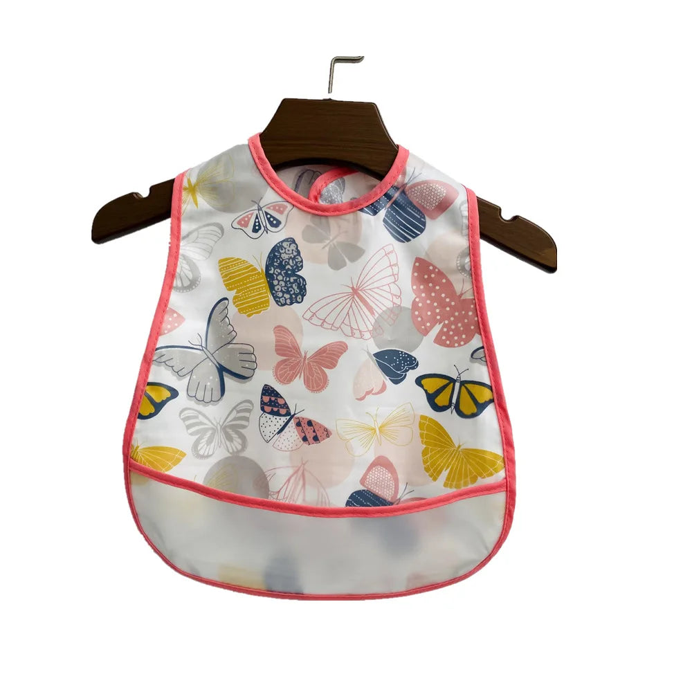 Baby Cartoon Pattern EVA Waterproof Feeding Bibs with Pocket Adjustable Cute for Children Apron Kids Boy Girls Burp Cloths Stuff