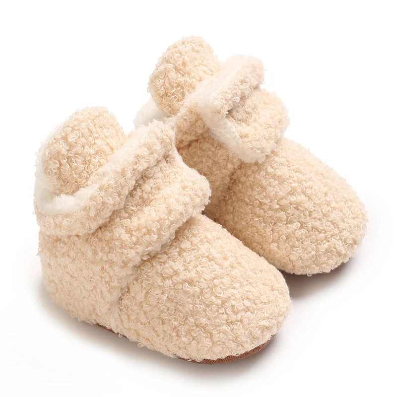 Newborn Baby Boy Girl Soft Fleece Booties Stay On Infant Slippers Socks Shoe Non Skid Gripper Toddler First Walkers Winter Ankle