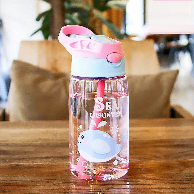 480ML Kids Water Sippy Cup Creative Cartoon Baby Feeding Cup with Straws Leakproof Water Bottle Outdoor Portable Children's Cups