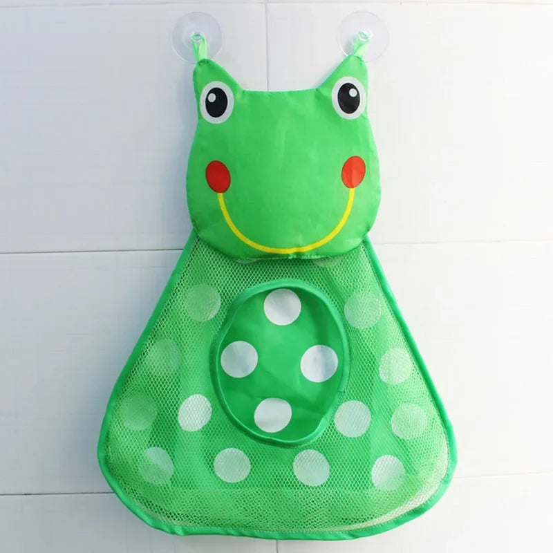 Baby Shower Toy Cute Duck Frog Net Toy Storage Bag Strong Suction Cup Baby Shower Game Bag Bathroom Organizer Water Toy