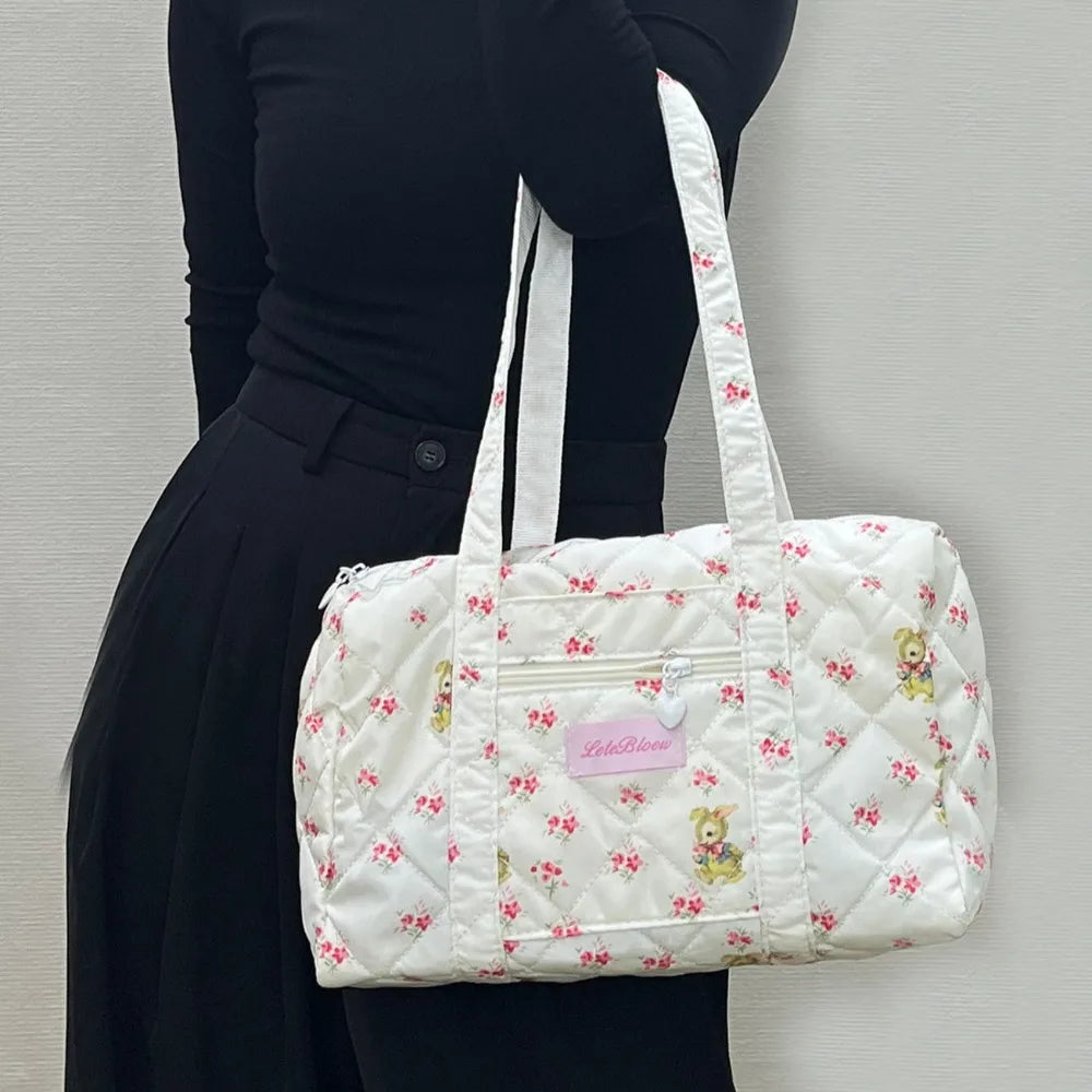 Korean Style Stroller Organizer Bags Flower Multi-pocket Floral Mummy Bag Large Capacity Tote Baby Diaper Organizer Travel