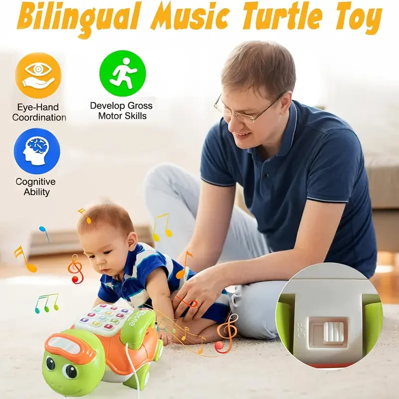 Musical Turtle Crawling baby Toys Interactive Baby Phone Toy with Piano Music Lights Toddlers Early Learning Educational Toys