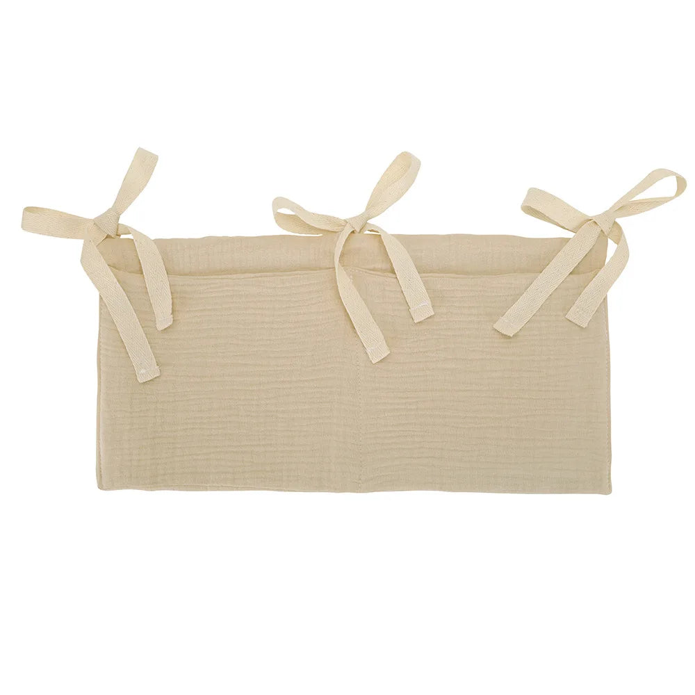 Baby Crib Storage Bag Cotton Double Pouch Newborn Bed Headboard Organizer for Kids Baby Bedding Diaper Toys Bag