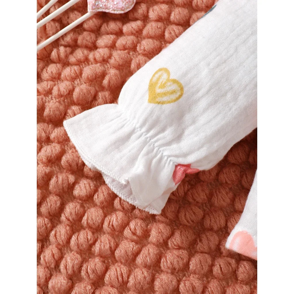 0-9 Months Baby Girl Clothing Set Love Printed Long Sleeve Top+Pink Pants+Hat 3PCS Spring&Autumn Fashion Sweet Style Clothes Set