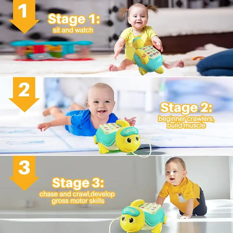 Musical Turtle Crawling baby Toys Interactive Baby Phone Toy with Piano Music Lights Toddlers Early Learning Educational Toys