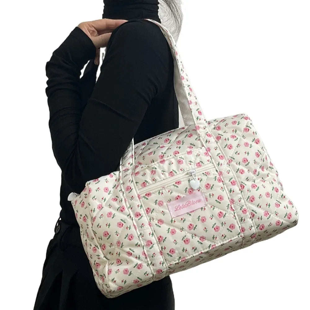 Korean Style Stroller Organizer Bags Flower Multi-pocket Floral Mummy Bag Large Capacity Tote Baby Diaper Organizer Travel