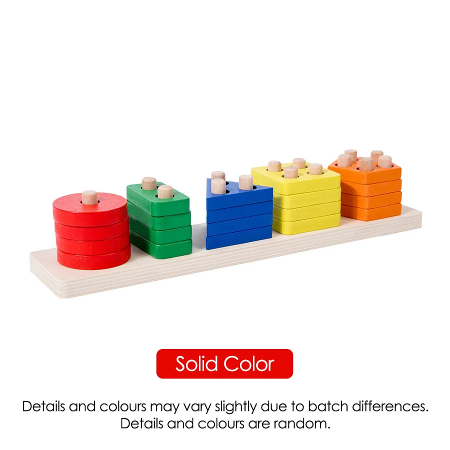 Montessori Wood Toys for Kids Wooden Sorting Stacking Toys for Baby Toddlers Educational Shape Color Sorter Preschool Kids Gifts