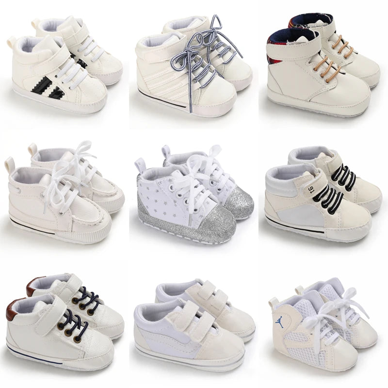 White Baby Shoes Casual Shoes For Boys And Girls Soft Bottom Shoes Sneakers For Fresh Comfort Fashion First Walkers