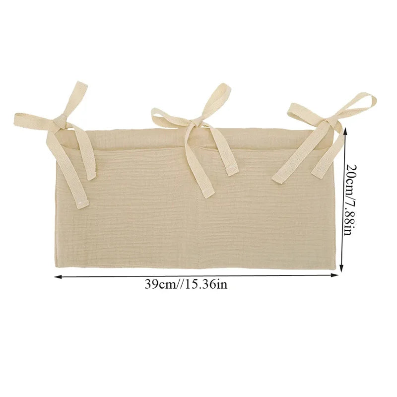 Baby Crib Storage Hanging Bag Cotton Double Pockets Bedside Hanging Pacifier Diaper Toys Organizer Bags Bedding Accessories Kits