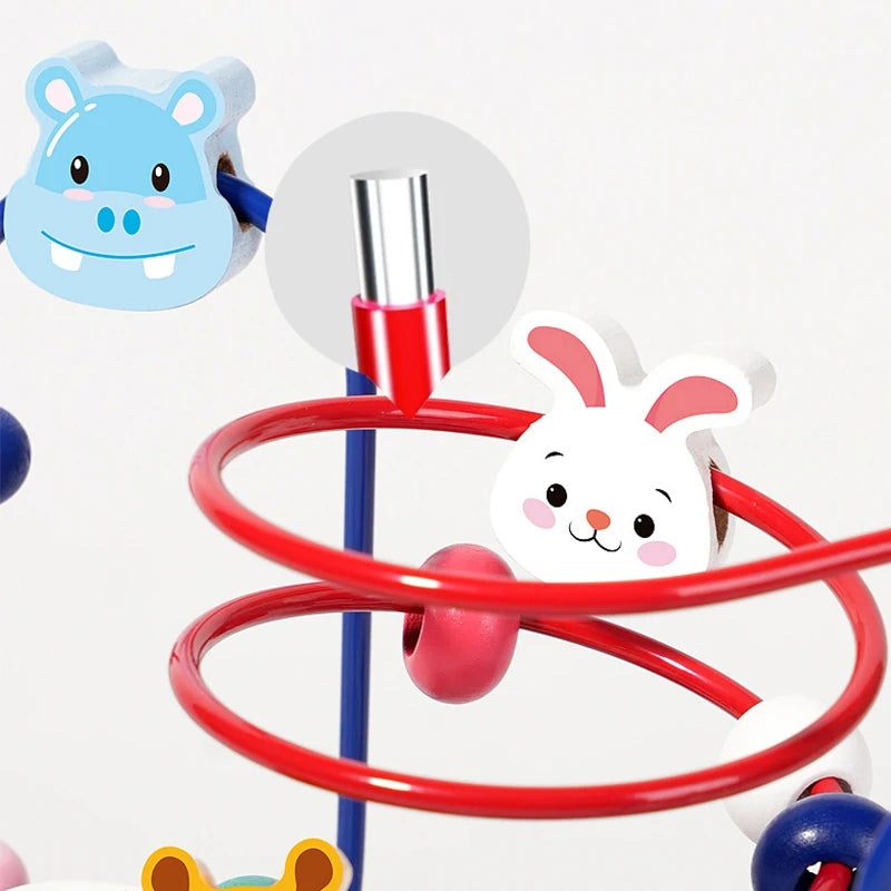 Wooden Toys Bead Maze Colorful Animals Fruits Shapes Educational Counting Learning Circle Toys Kids Classic Gifts for Toddlers