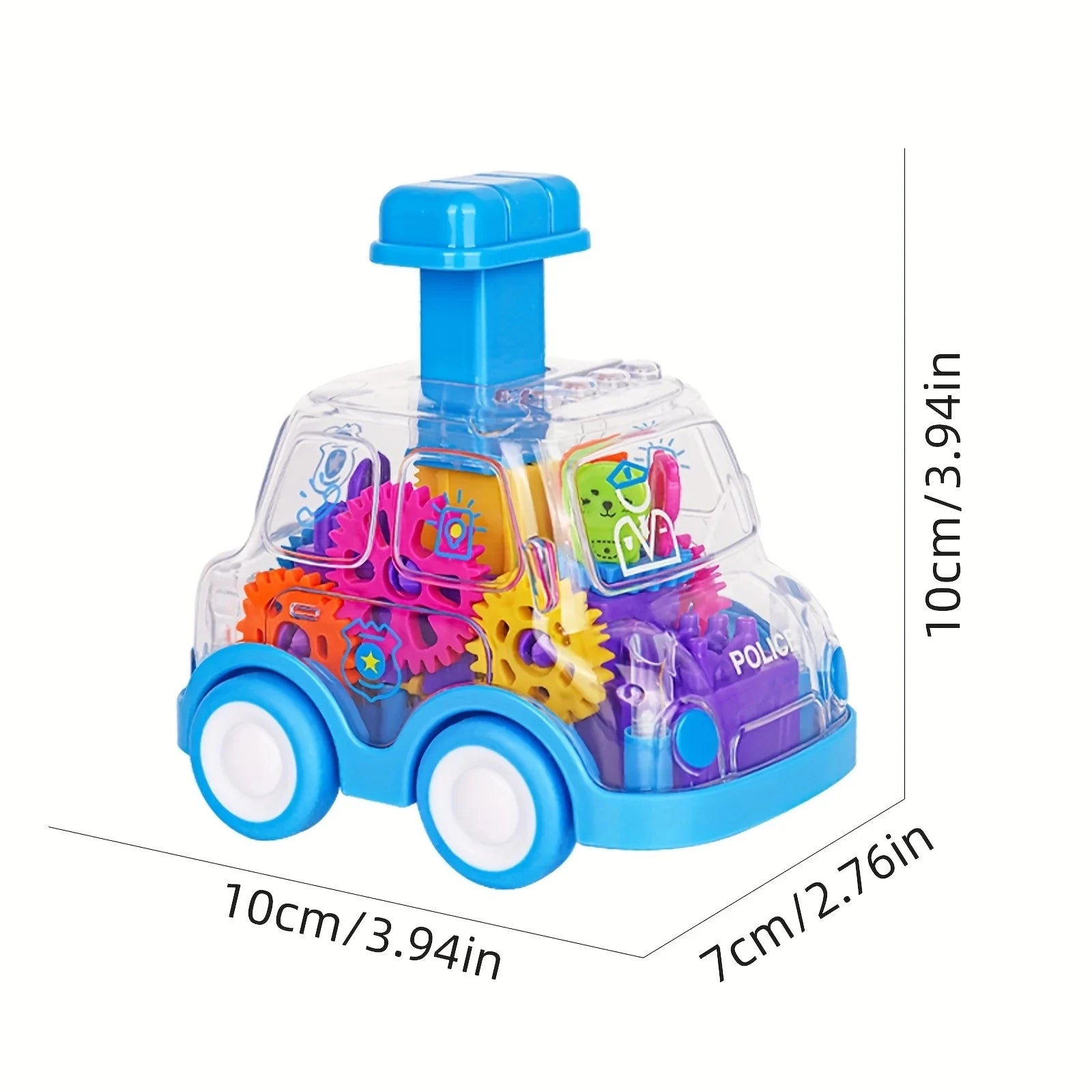 Baby Toy Cartoon Press Gear Car Toy Lnertia Pull-back Transparent Car Inertia Rebound Car Birthday Gifts for Kids Boys and Girls