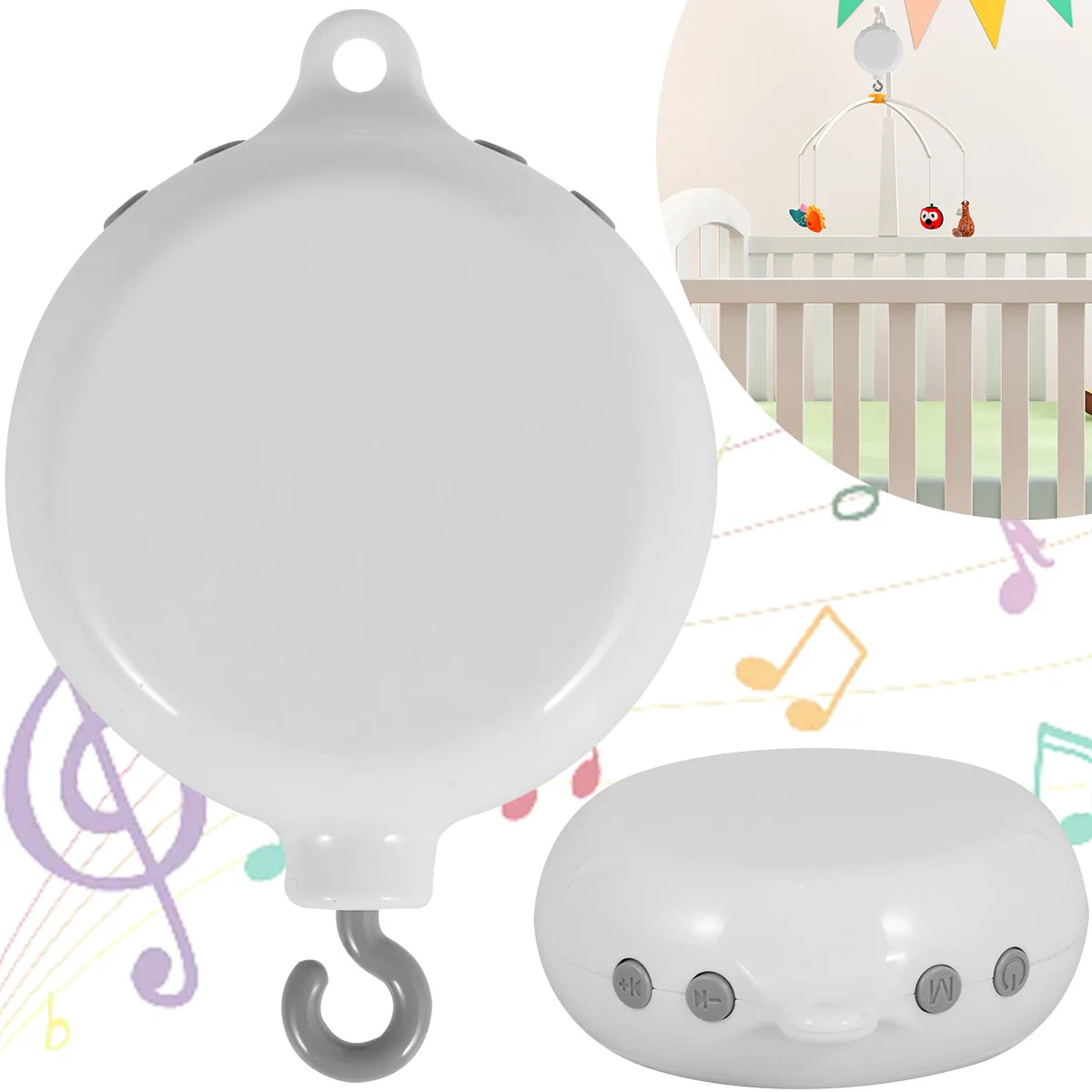 Baby Mobile Music Box Crib Mobile Musical Box with 3 Modes Baby Bedding Rotating Musical Box Battery Operated Cot Mobile Motor