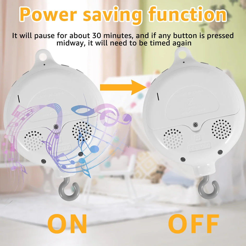 Baby Mobile Music Box Crib Mobile Musical Box with 3 Modes Baby Bedding Rotating Musical Box Battery Operated Cot Mobile Motor