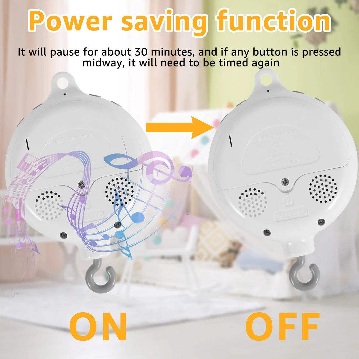 Baby Mobile Music Box Crib Mobile Musical Box with 3 Modes Baby Bedding Rotating Musical Box Battery Operated Cot Mobile Motor