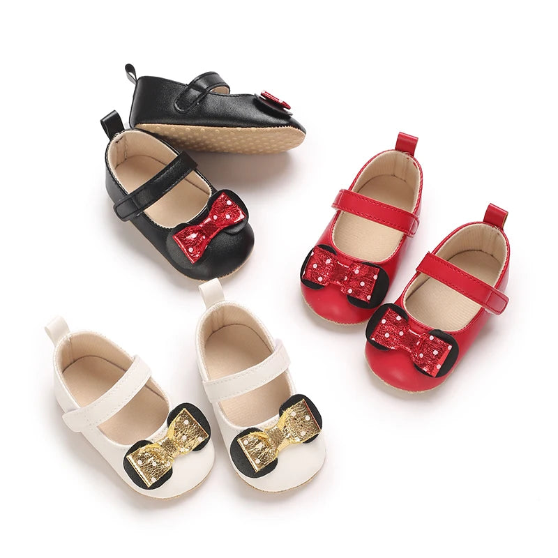 Baby Girl Cute Bow Shoes Spring Autumn Toddlers Prewalkers White Cotton Baptism Shoes Infant Soft Bottom First Walkers 0-18M