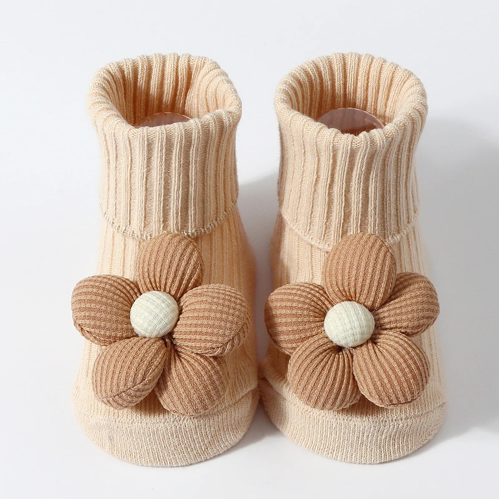 Baby Socks for Girl Anti-Slip Toddler Flower Mid Sock Anti-Slip First Walking Baby Socks 0-12M Knitted Cotton Elastic Tube Socks