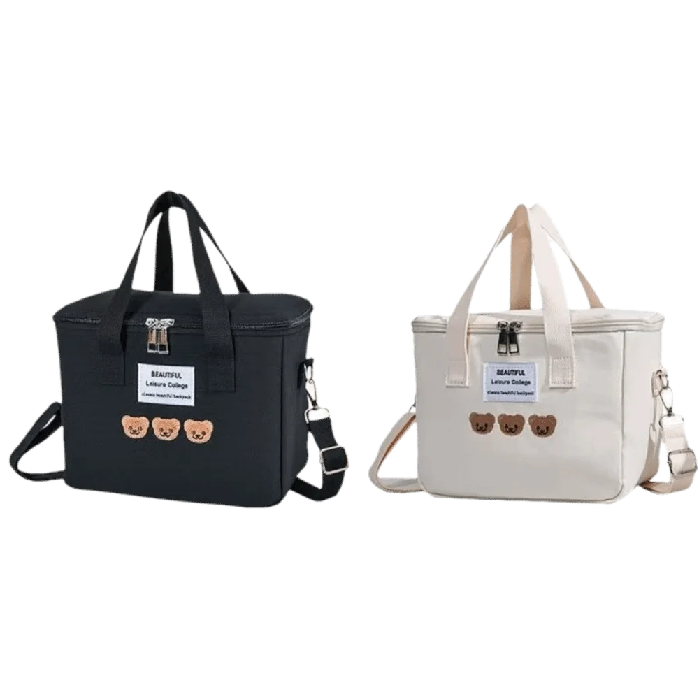 Fashion Canvas Mummy Bag Cartoon Bear Baby Diaper Organizer Multifunctional Baby Care Storage Single Shoulder Bag Mother Kids