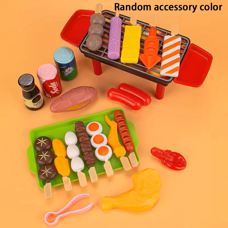 Baby Dress Up Kitchen Toys BBQ Set Kids Simulated BBQ Cookware Cooking Simulated Food Cosplay Educational Gift Toys