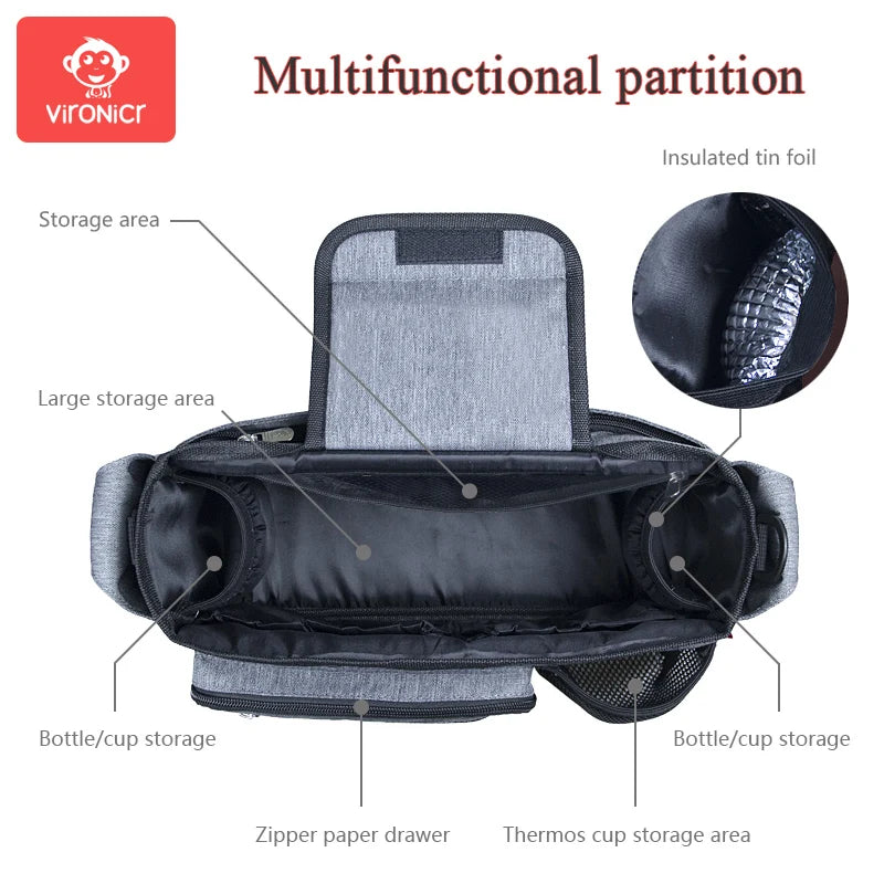 Baby Stroller Bag Organizer Carriage Basket Storage Accessories Diaper Nappy Bag Mummy Travel Bag Large Capacity Multifunctional