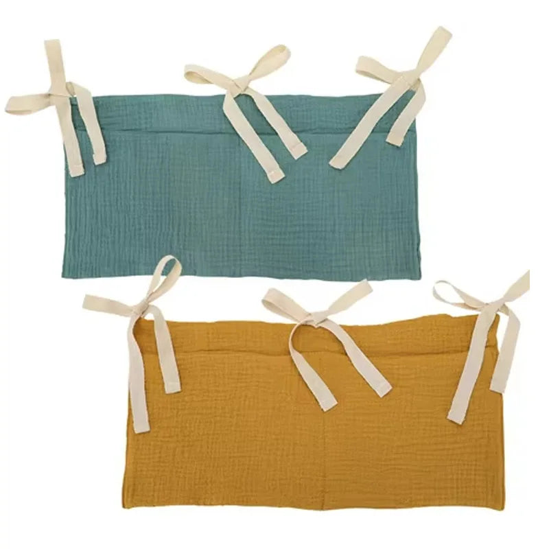Baby Crib Storage Hanging Bag Cotton Double Pockets Bedside Hanging Pacifier Diaper Toys Organizer Bags Bedding Accessories Kits