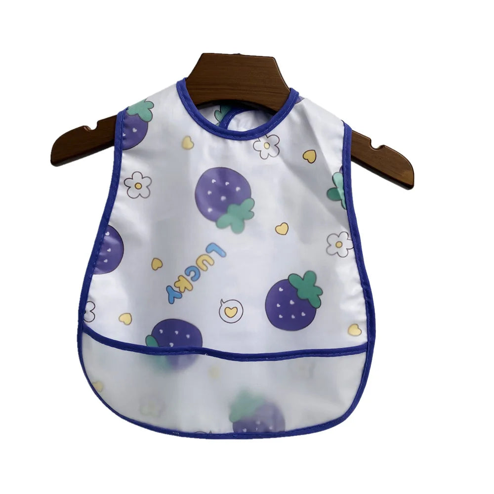 Baby Cartoon Pattern EVA Waterproof Feeding Bibs with Pocket Adjustable Cute for Children Apron Kids Boy Girls Burp Cloths Stuff