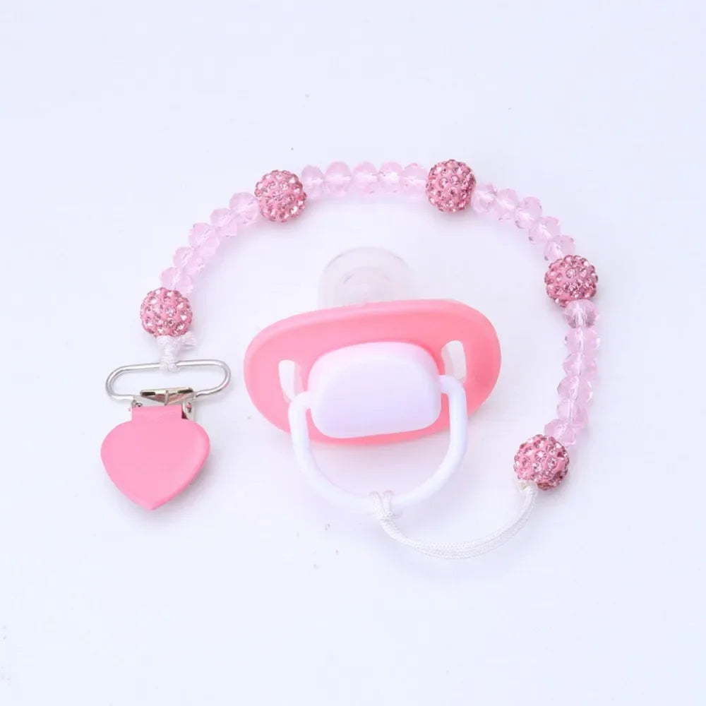 Pacifiers for Babies Attache Tetine Baby Teething Pacifier Clip Soother Nipple Chain Holder Universal Pacifier Faux Girl Crystal