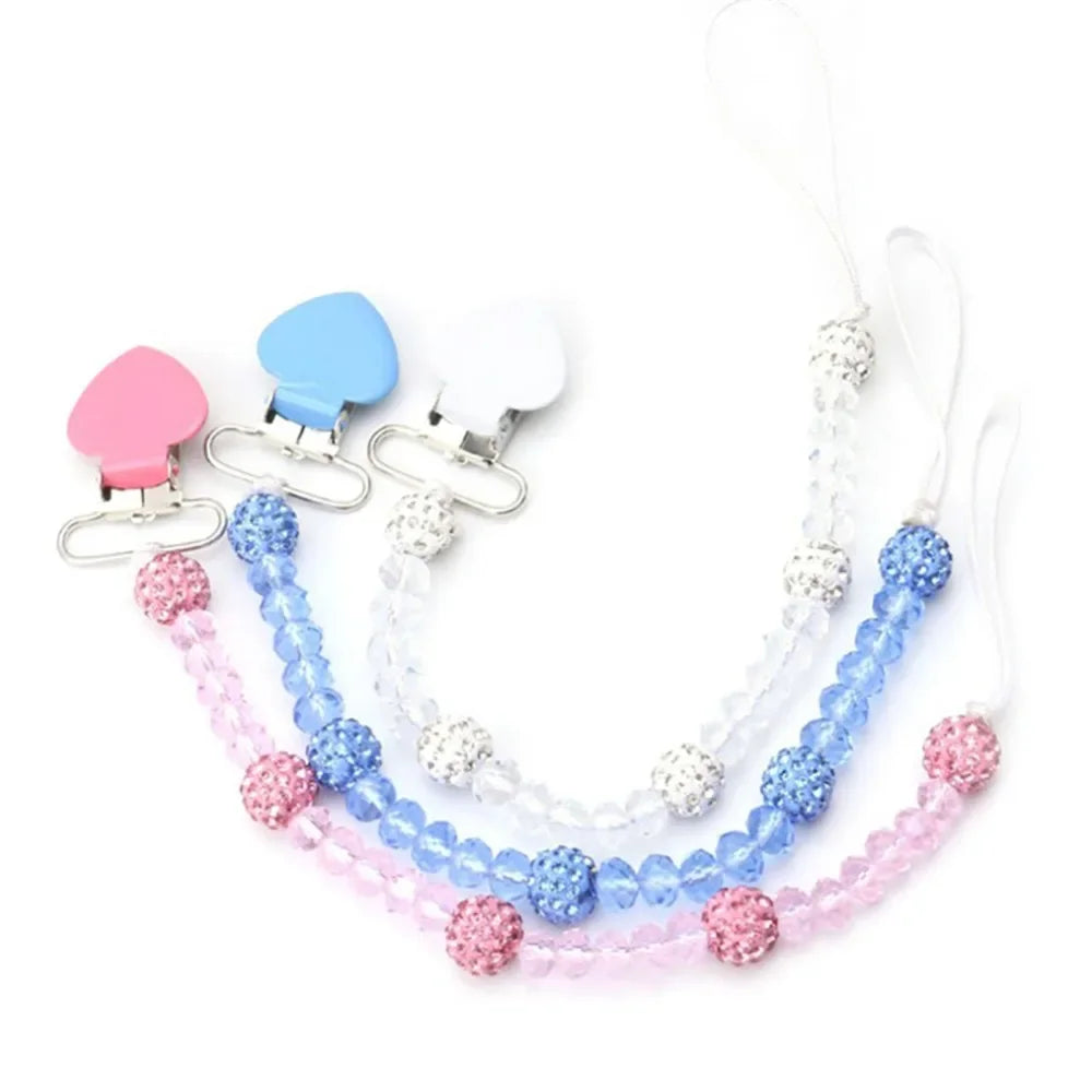 Pacifiers for Babies Attache Tetine Baby Teething Pacifier Clip Soother Nipple Chain Holder Universal Pacifier Faux Girl Crystal