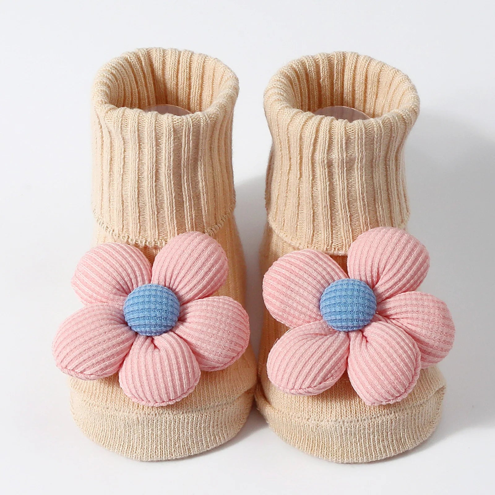 Baby Socks for Girl Anti-Slip Toddler Flower Mid Sock Anti-Slip First Walking Baby Socks 0-12M Knitted Cotton Elastic Tube Socks