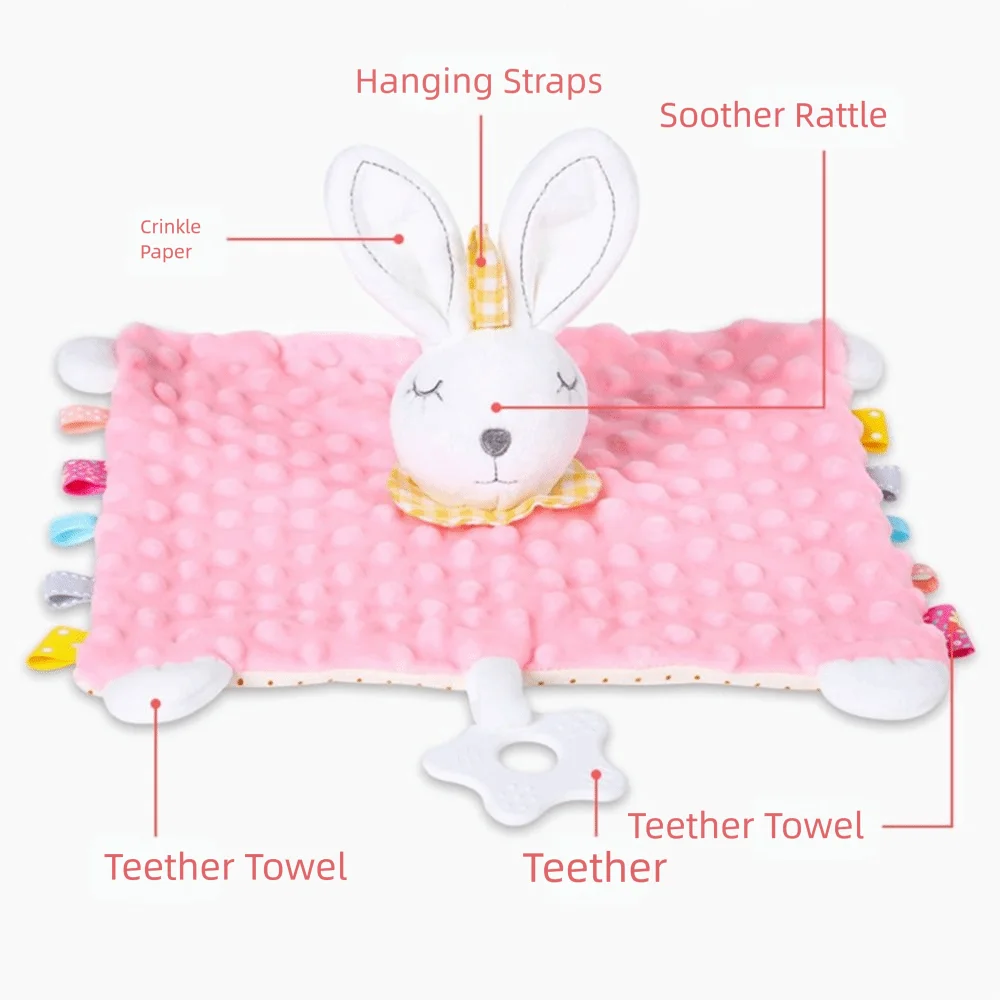 Comforter Baby Security Soothing Towel Silicone Teether Snuggle Toy Newborn Saliva Towel Adorable Soft Soothing Doll Towel