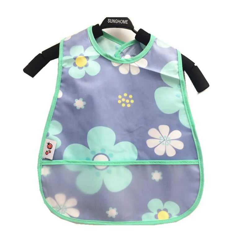 Baby Cartoon Pattern EVA Waterproof Feeding Bibs with Pocket Adjustable Cute for Children Apron Kids Boy Girls Burp Cloths Stuff