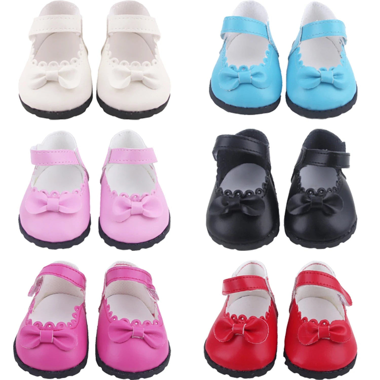 Cute 55cm Reborn Girl Doll Shoes 8cm PU Leather Bowknot Shoes For 22-Inch Baby New Born Girl Dolls Bear Cotton Toy Accessories