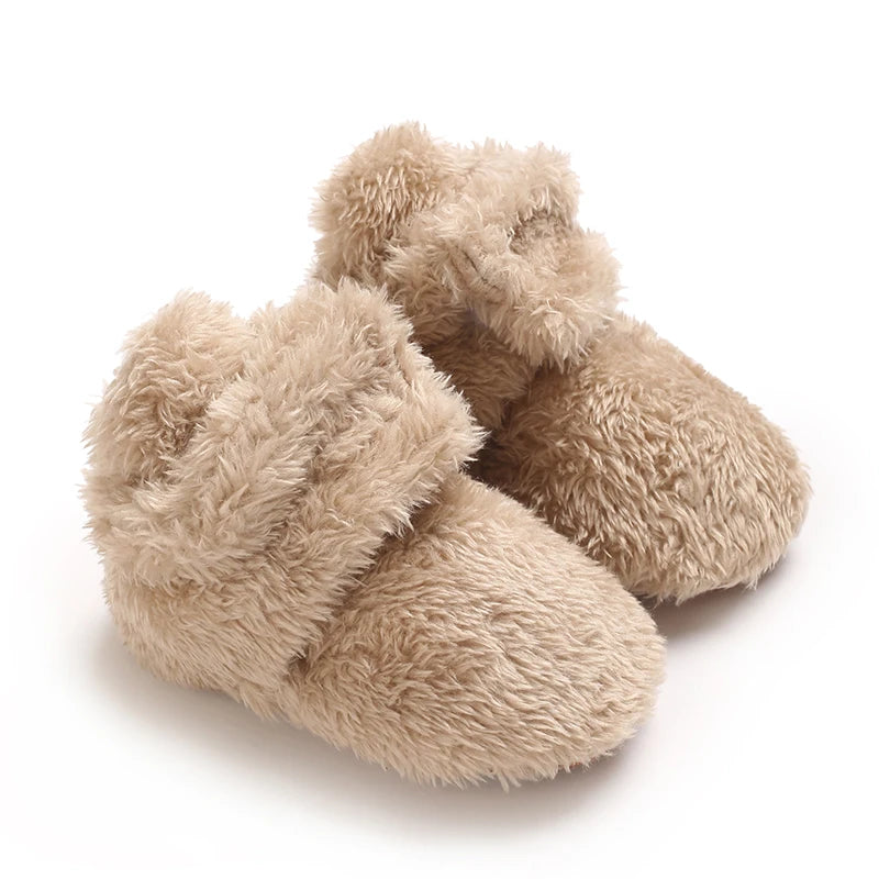 Newborn Baby Boy Girl Soft Fleece Booties Stay On Infant Slippers Socks Shoe Non Skid Gripper Toddler First Walkers Winter Ankle