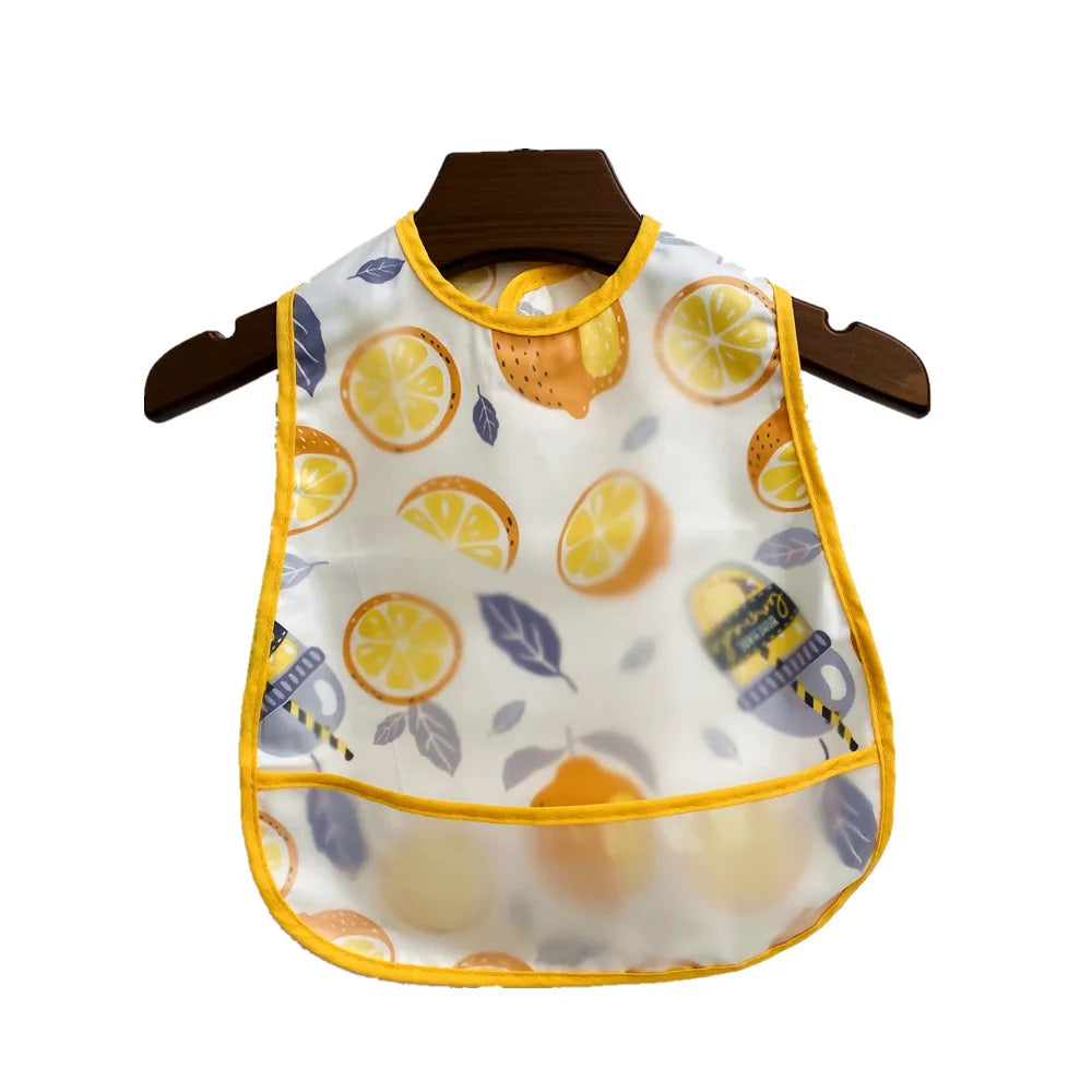 Baby Cartoon Pattern EVA Waterproof Feeding Bibs with Pocket Adjustable Cute for Children Apron Kids Boy Girls Burp Cloths Stuff