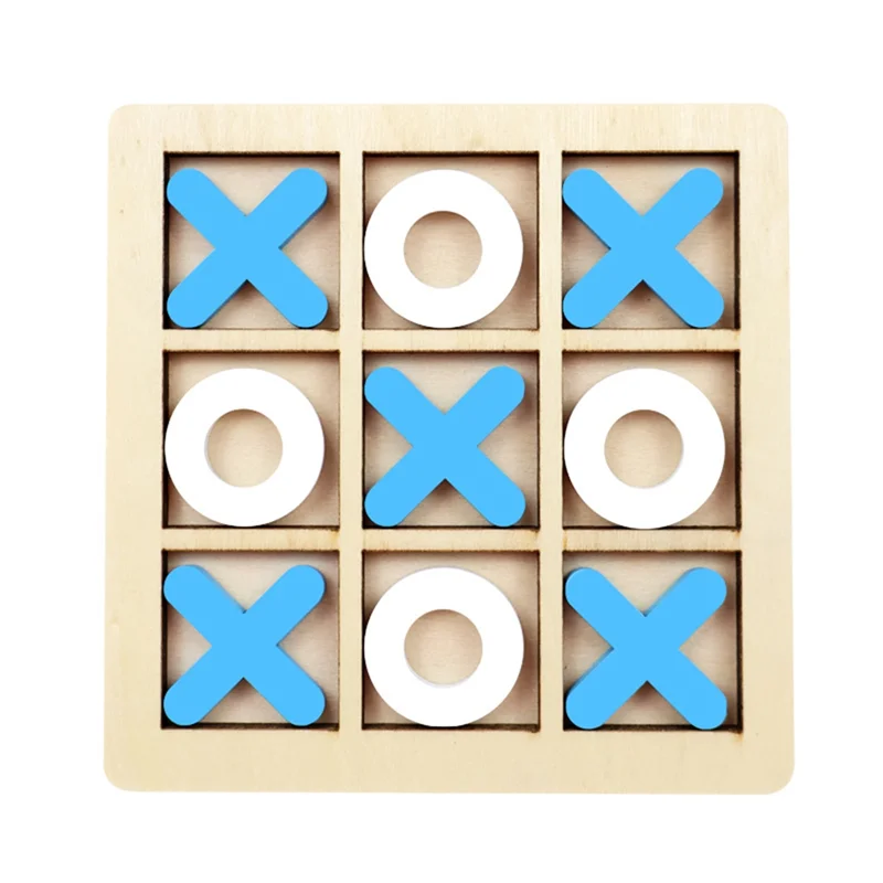 RTSHE-Wooden Board Tic-Tac Toe Game XO Table Game Toy Classical Family Children Puzzle Game Educational Toys