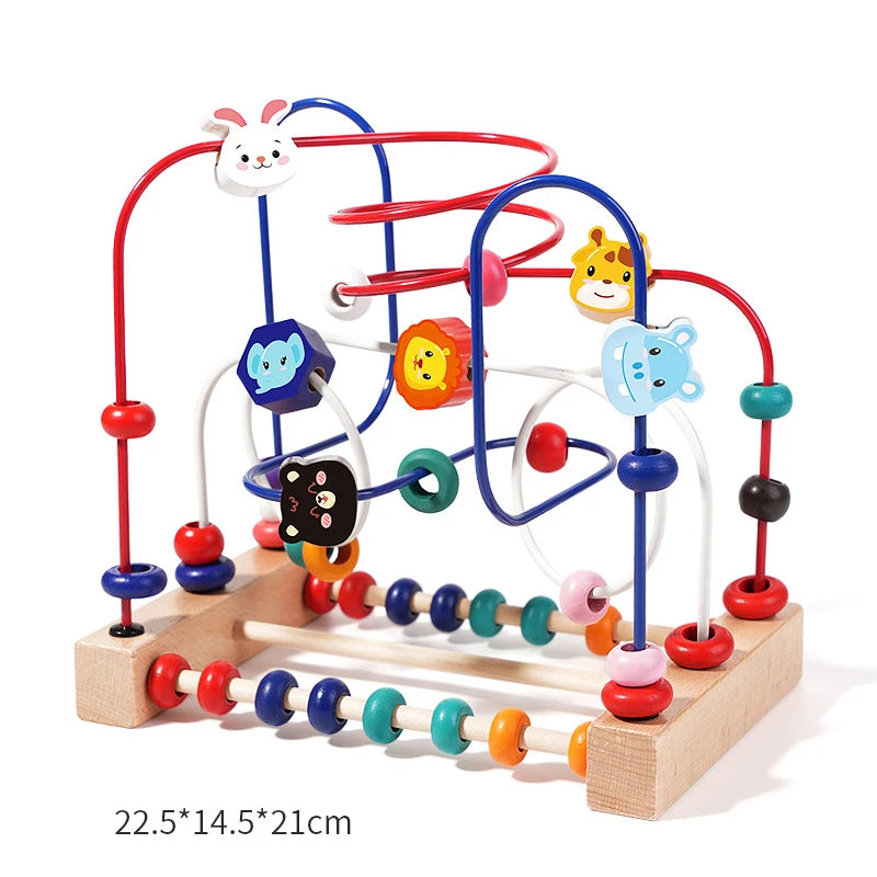 Wooden Toys Bead Maze Colorful Animals Fruits Shapes Educational Counting Learning Circle Toys Kids Classic Gifts for Toddlers