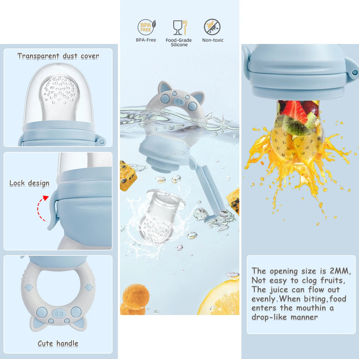 TYRY.HU 4pcs/set Silicone Fruit & Vegetable Feeder for Infants and Toddlers 6-36 months Food Grade Teething & Feeding Pacifier