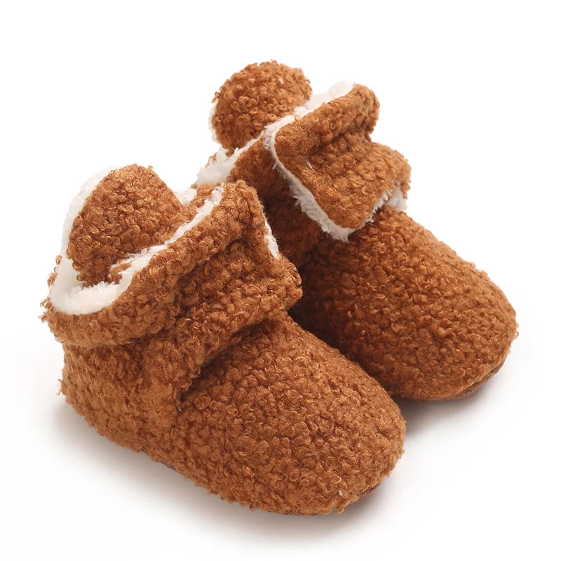 Newborn Baby Boy Girl Soft Fleece Booties Stay On Infant Slippers Socks Shoe Non Skid Gripper Toddler First Walkers Winter Ankle