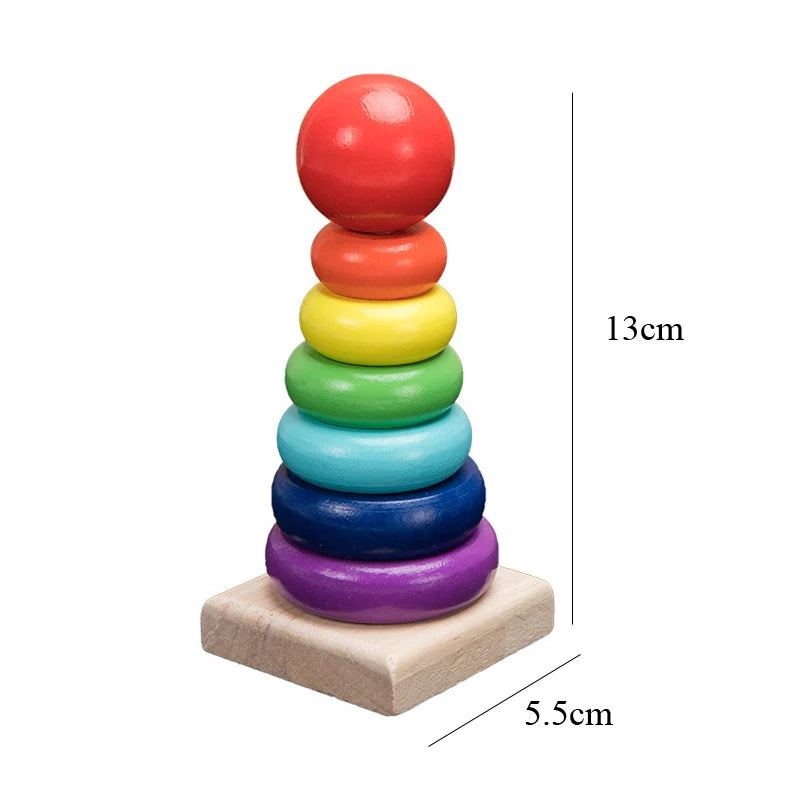 Hot Kids Montessori Wooden Toys Macaron Blocks Learning Toy Baby Music Rattles Graphic Colorful Wooden Blocks Educational Toy