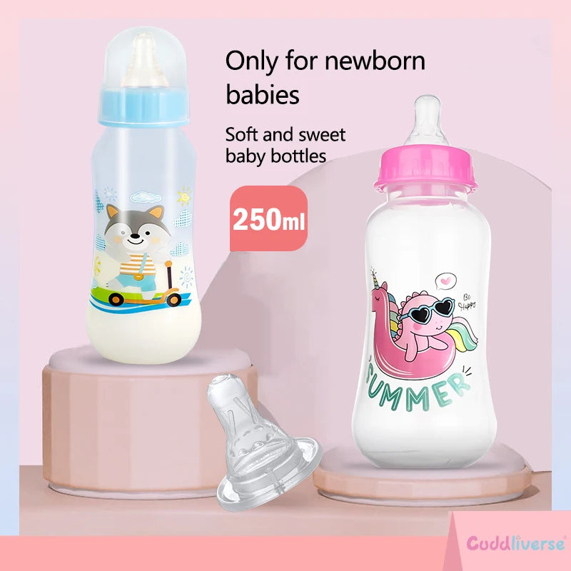 250ml baby feeding bottle is suitable for 0-36 months, non-leaking, anti-drop, casualpattern, BPA free,Photography accessories